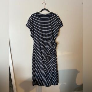 NWOT Haven Well Within Navy Striped Maxi Dress with Side Knot 100% Cotton XXL